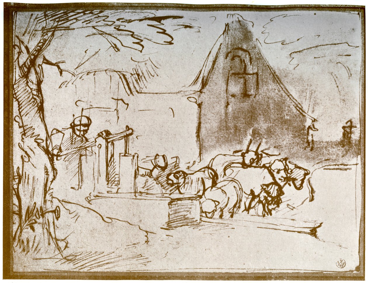 Bir çiftlik avlusu sahnesi, 1913. by Rembrandt van Rijn