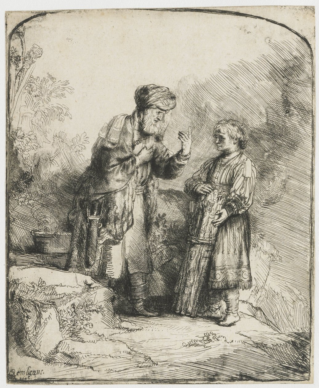 İbrahim ve İshak by Rembrandt van Rijn