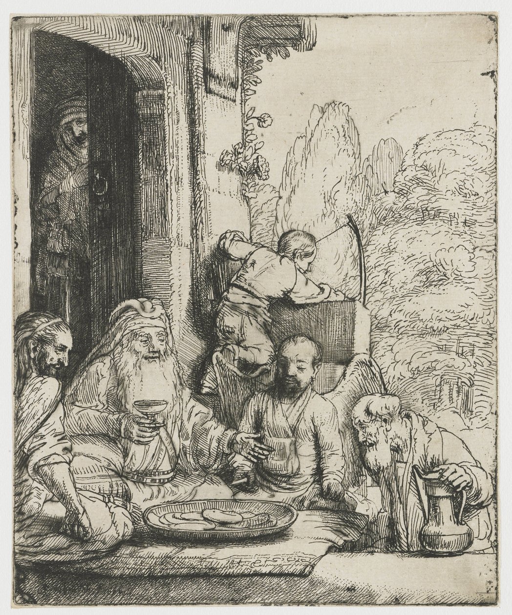 İbrahim melekleri eğlendiriyor by Rembrandt van Rijn