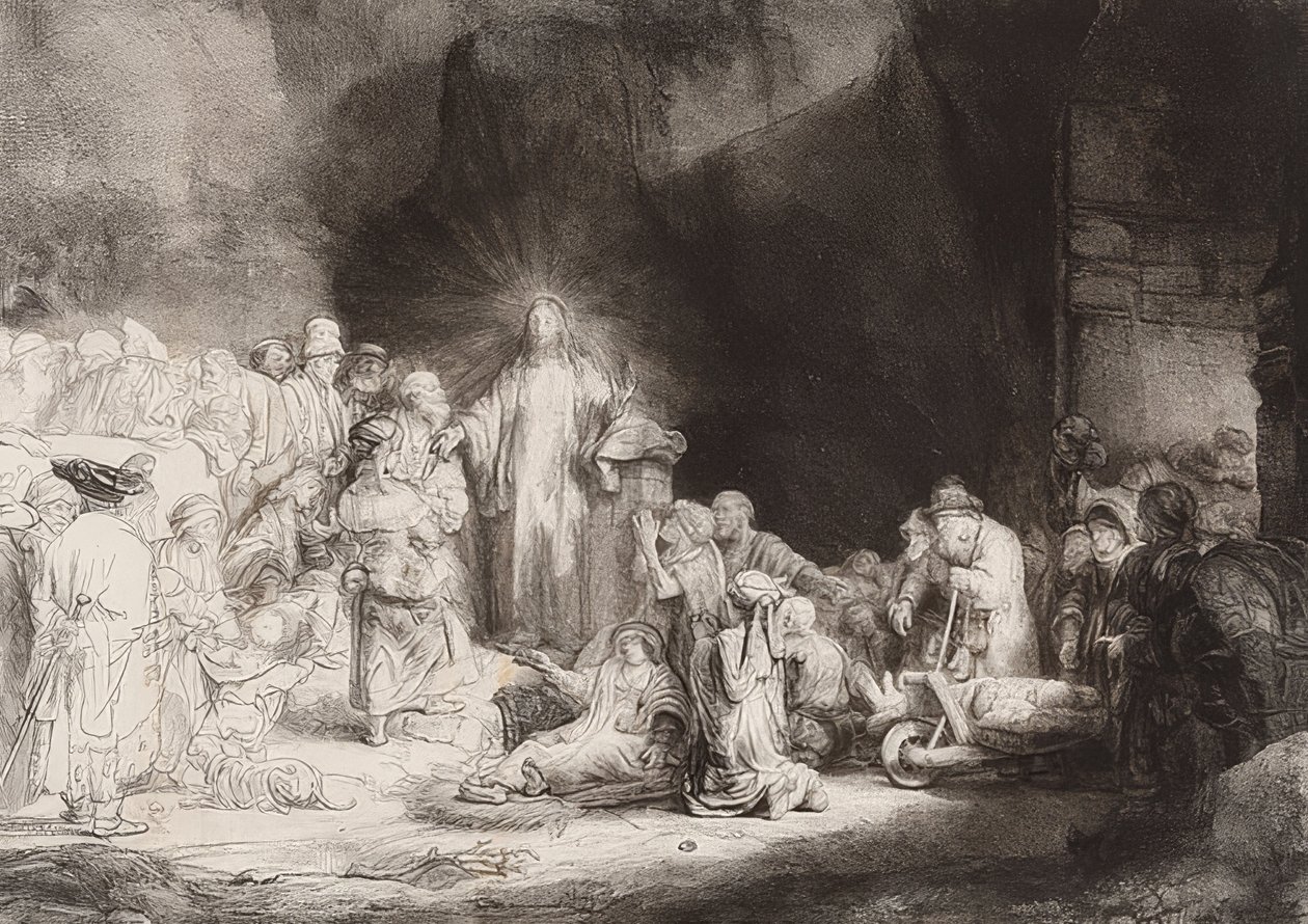 Yüz gulden yaprağı. 1649 civarında by Rembrandt van Rijn