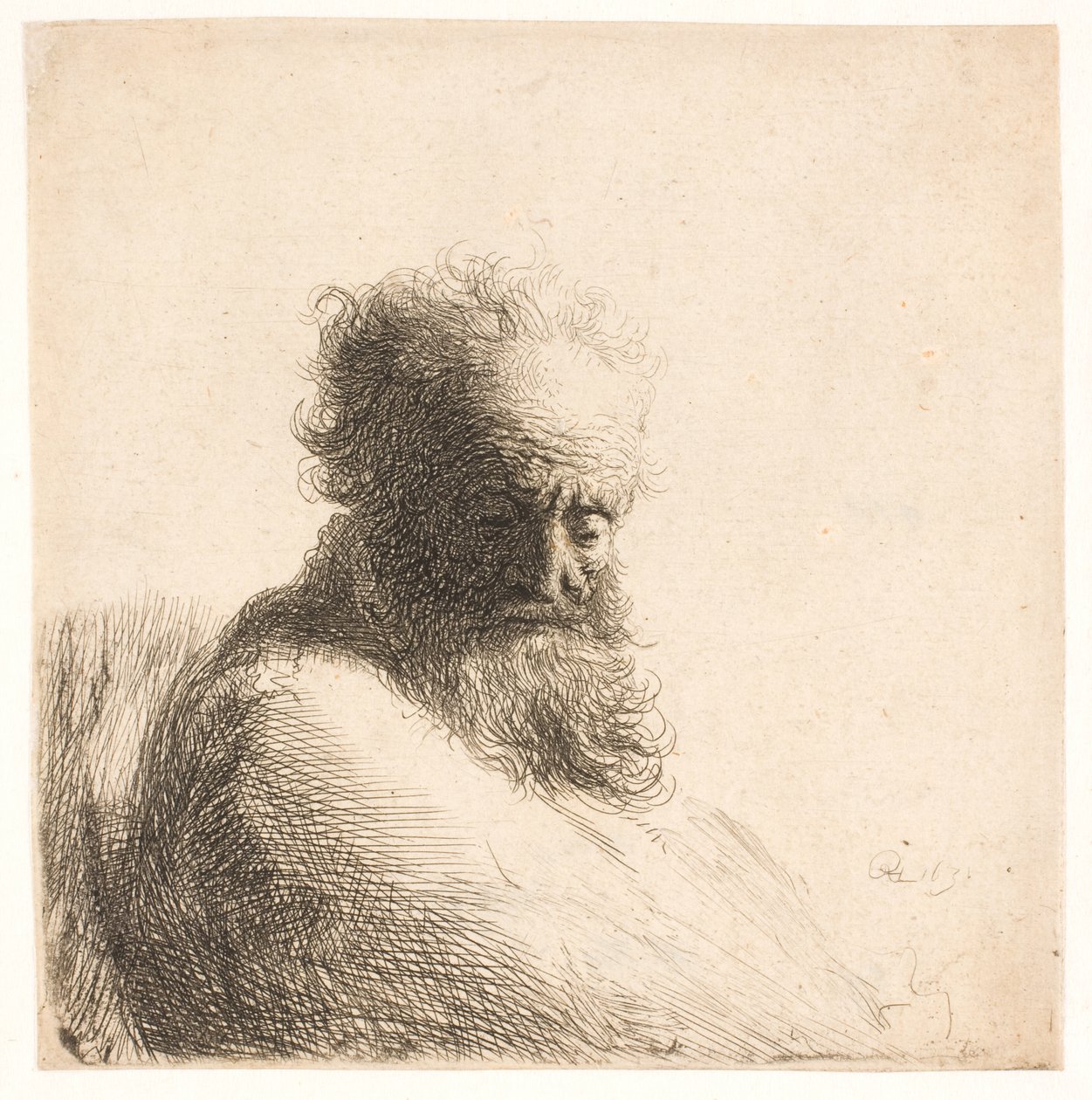 Yaşlı, sakallı adam. Baskın yapmak by Rembrandt van Rijn