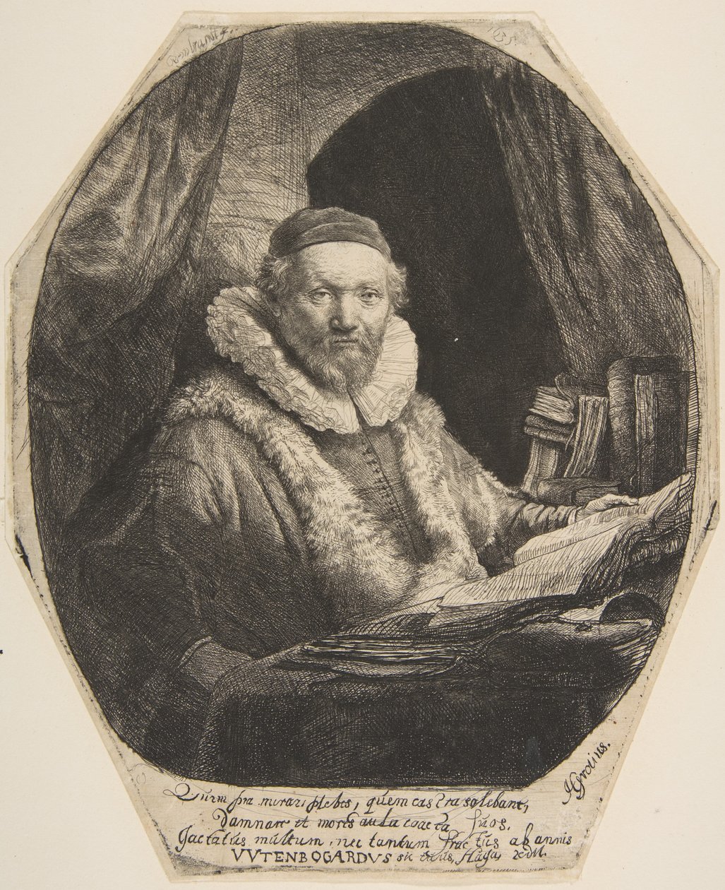 Jan Uytenbogaert. by Rembrandt van Rijn