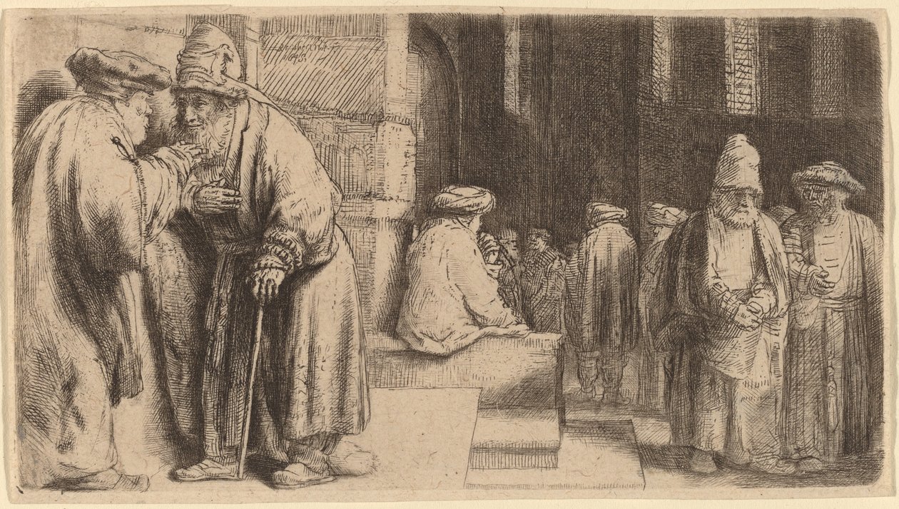 Sinagogdaki Yahudiler by Rembrandt van Rijn