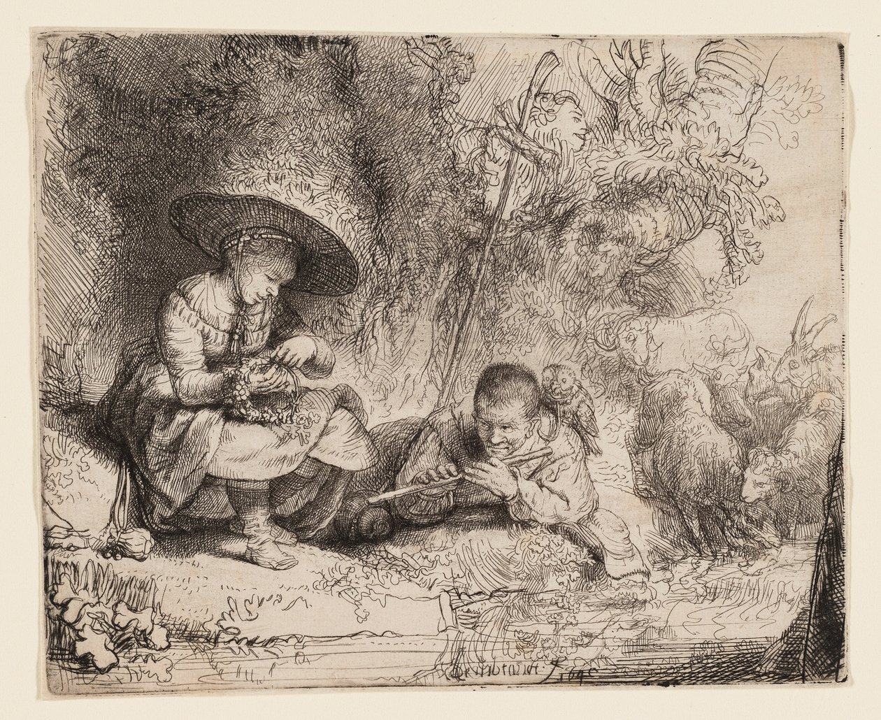 Flüt Çalan by Rembrandt van Rijn