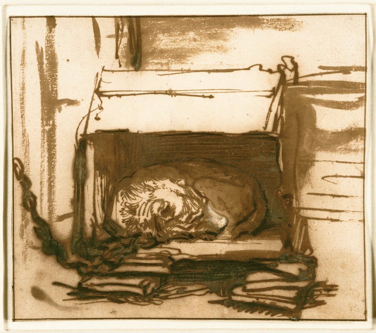 Uyuyan bekçi köpeği by Rembrandt van Rijn
