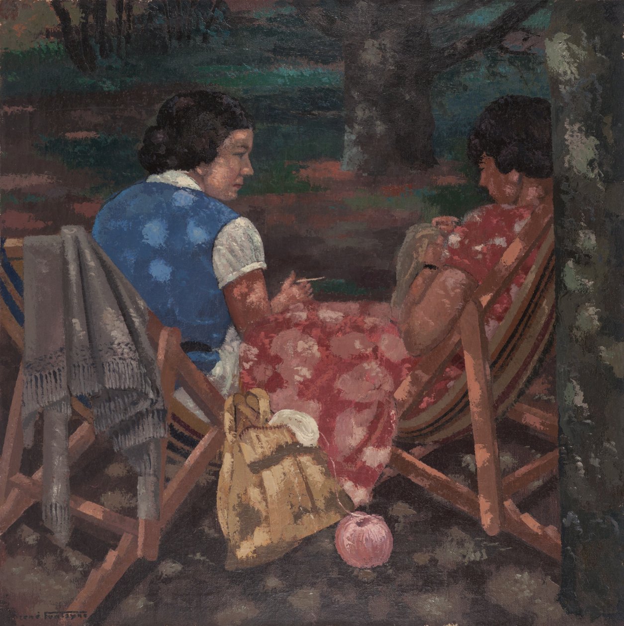 Bahçede Örgü Ören Kadınlar by René Fontayne