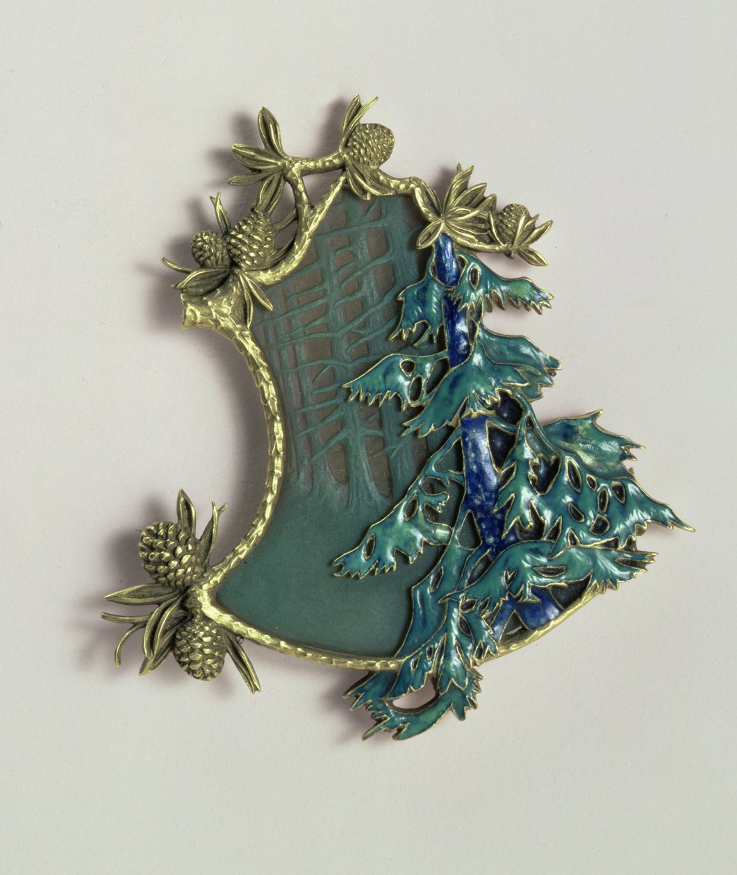 Kış manzarası kolye, Rene Jules Lalique (1860-1945), Paris, 1900-01 (altın, cam ve champleve emaye) by Rene Jules Lalique