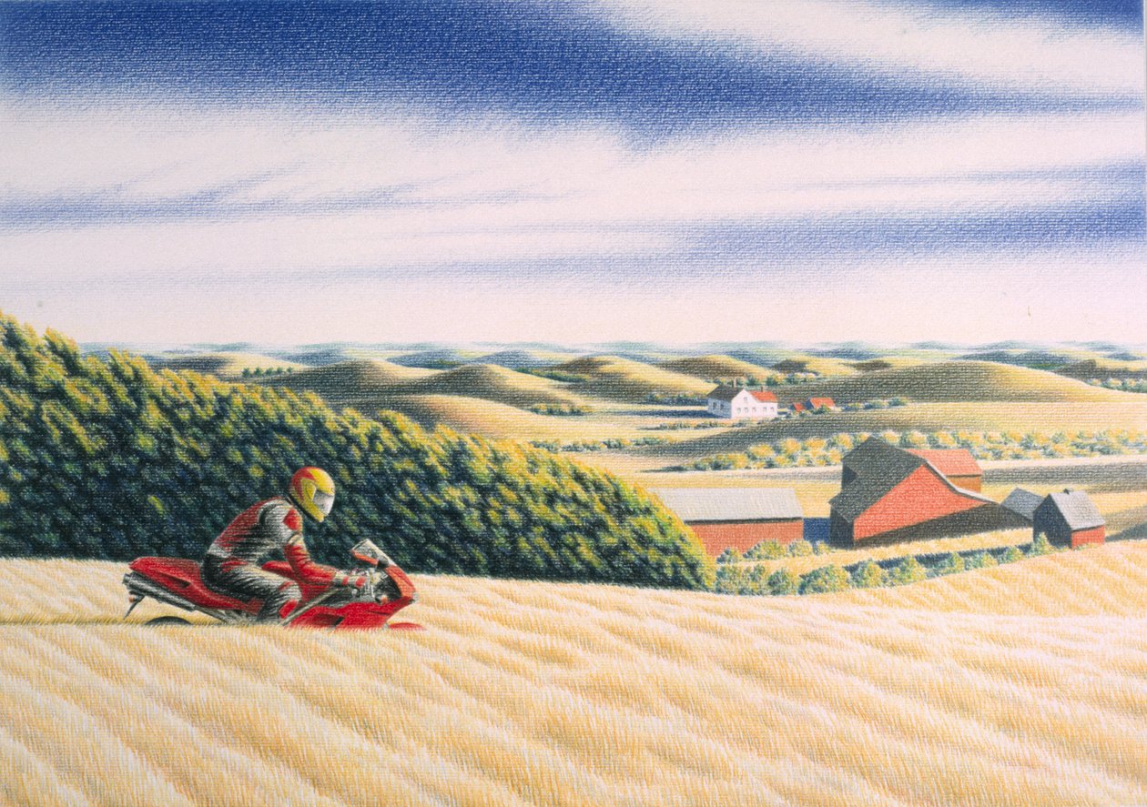 Offroad, 2001, Kağıt üzerine renkli karakalem by Rene Boin