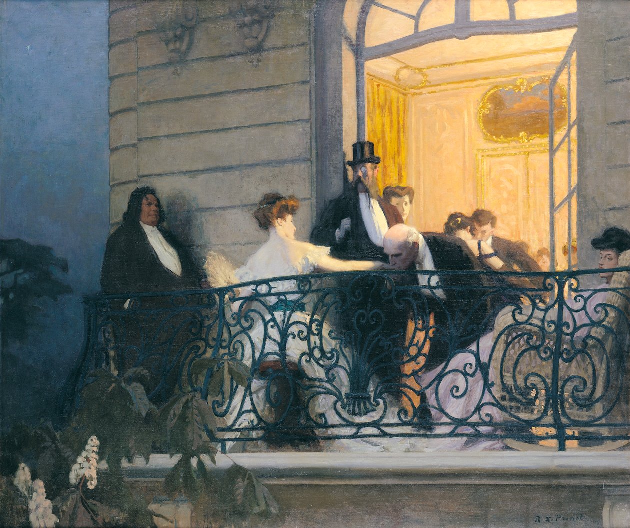 Balkon (tuval üzerine yağlıboya) by René François Xavier Prinet