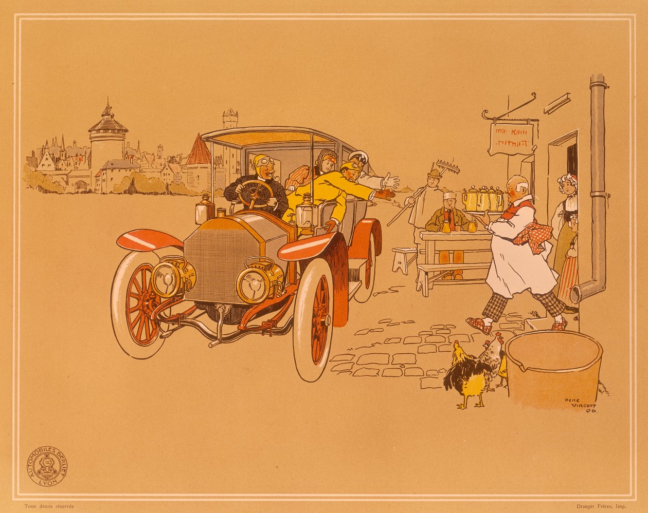 Berliet arabalarının afiş reklamı, 1906 by Rene Vincent