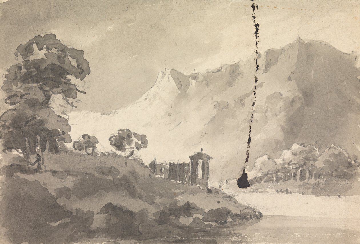 Kale, Nehir ve Dağ Manzarası by Rev. William Gilpin