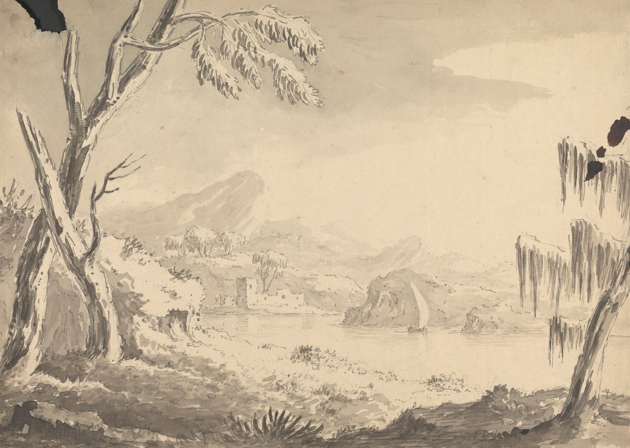 Nehir kıyısındaki kale ile manzara by Rev. William Gilpin