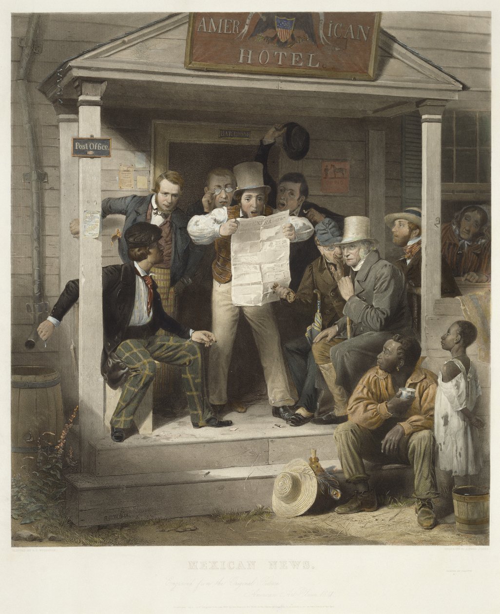 Meksika Haberleri, c. 1851 (dokuma kağıt üzerine elle boyanmış gravür) by Richard Caton after Woodville