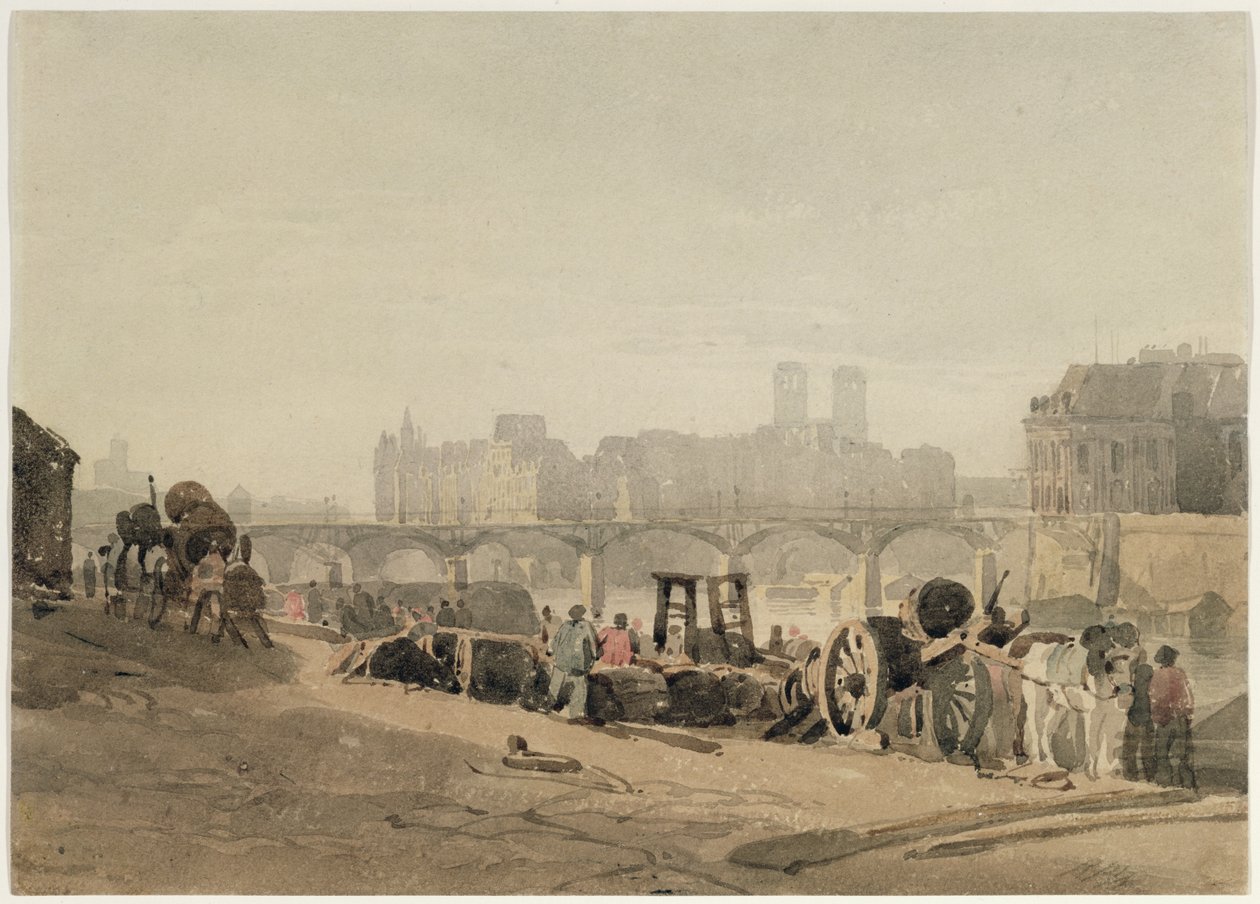 Ile de la Cite, Paris, (dokuma kağıt üzerinde wc) by Richard Parkes Bonington