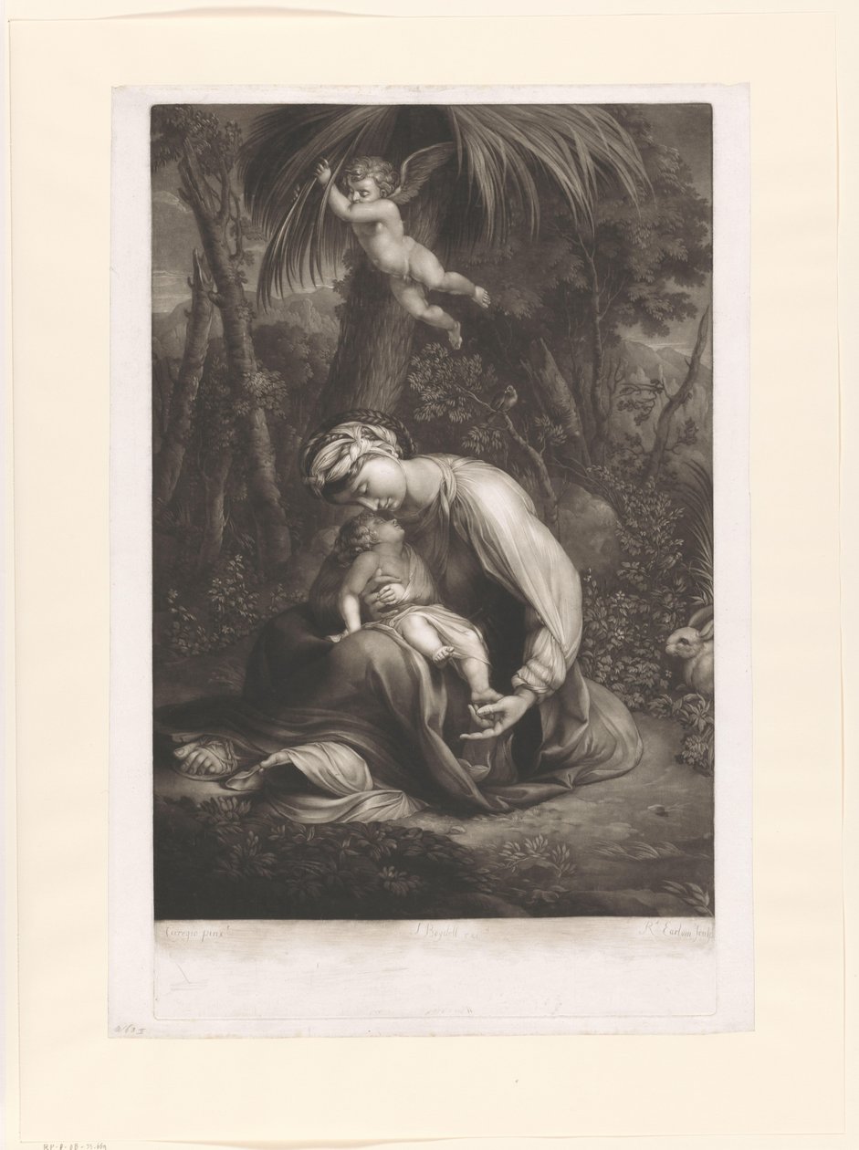 Bir palmiye ağacının altında çocukla Madonna by Richard Earlom