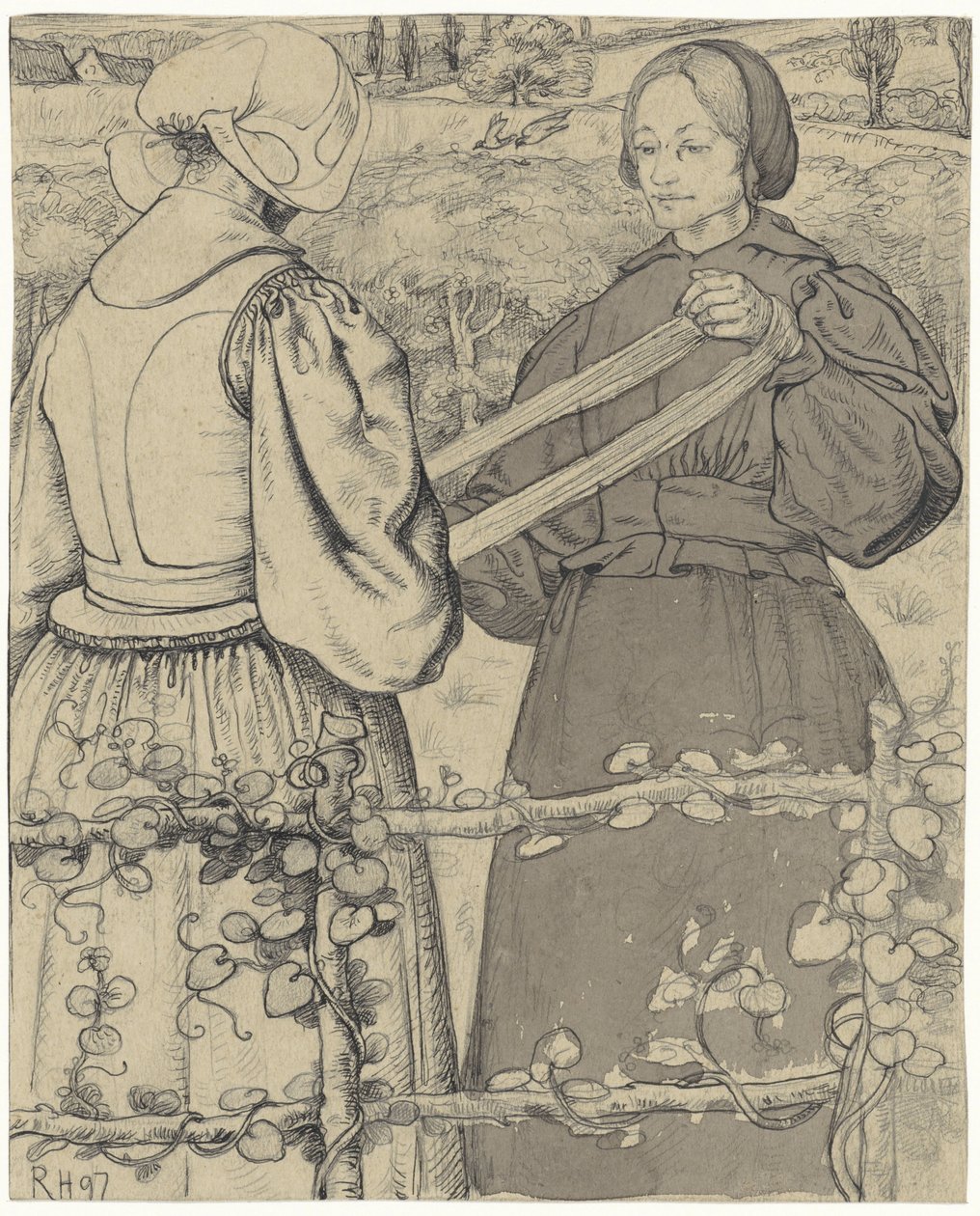 İplik saran Huiser kızlar by Richard Nicolaüs Roland Holst