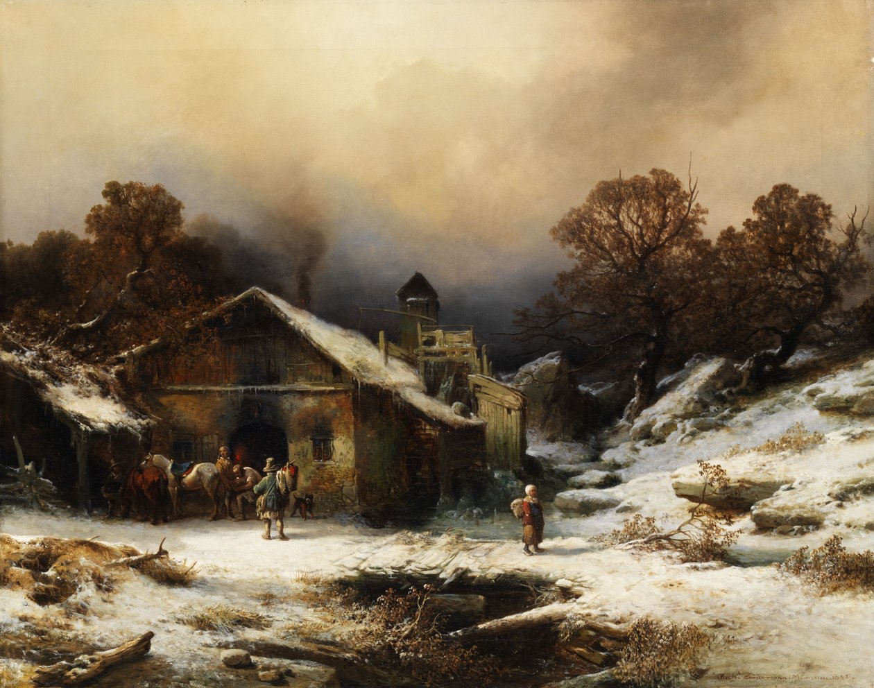 Bir çiftlik evi ile karlı manzara by Richard Zimmermann