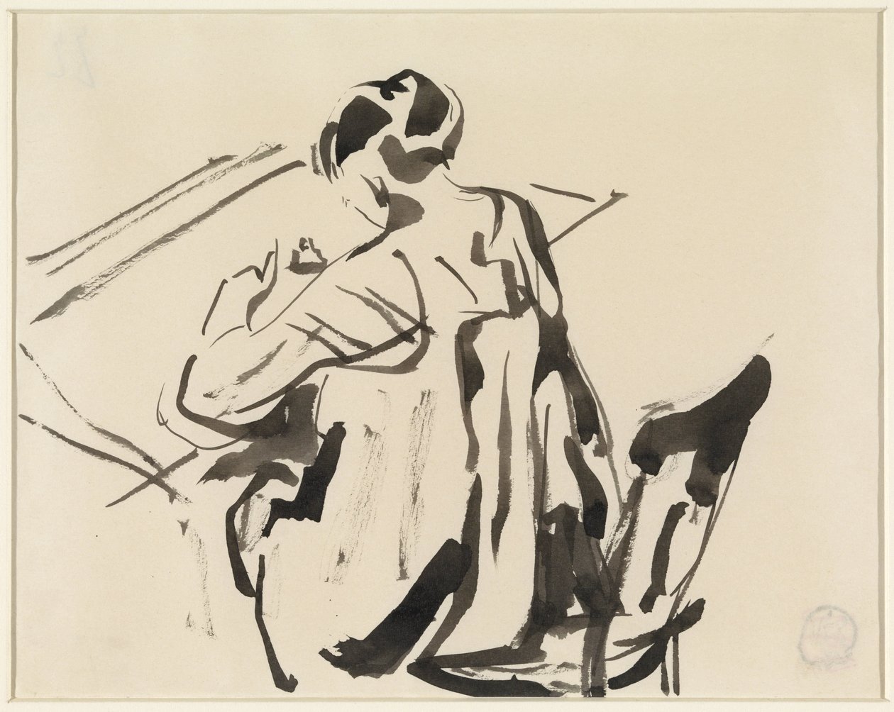Kadın yazma, arkadan görüldü by Rik Wouters