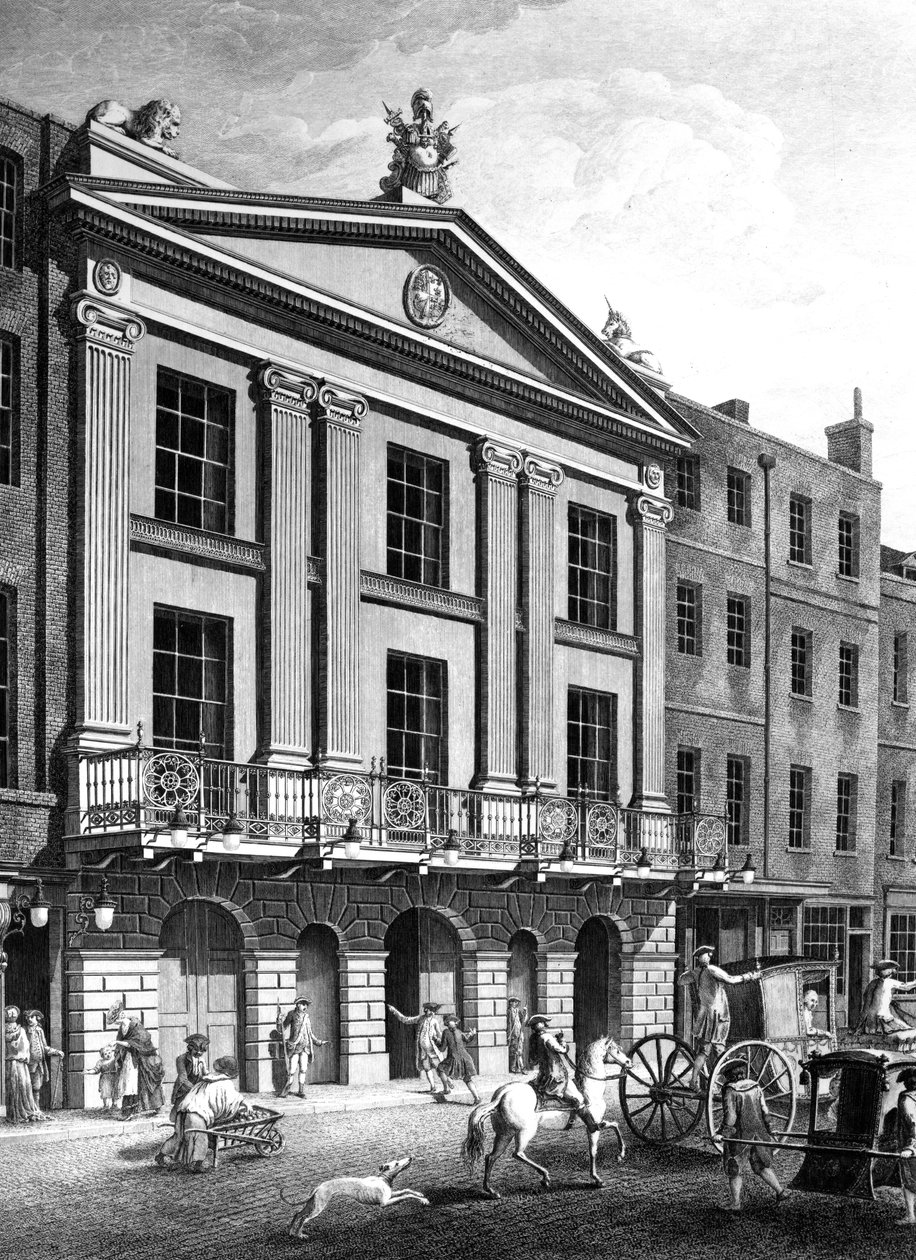Theatre Royal, Drury Lane, Patrick Begbie tarafından oyulmuş, 1776 by Robert Adam