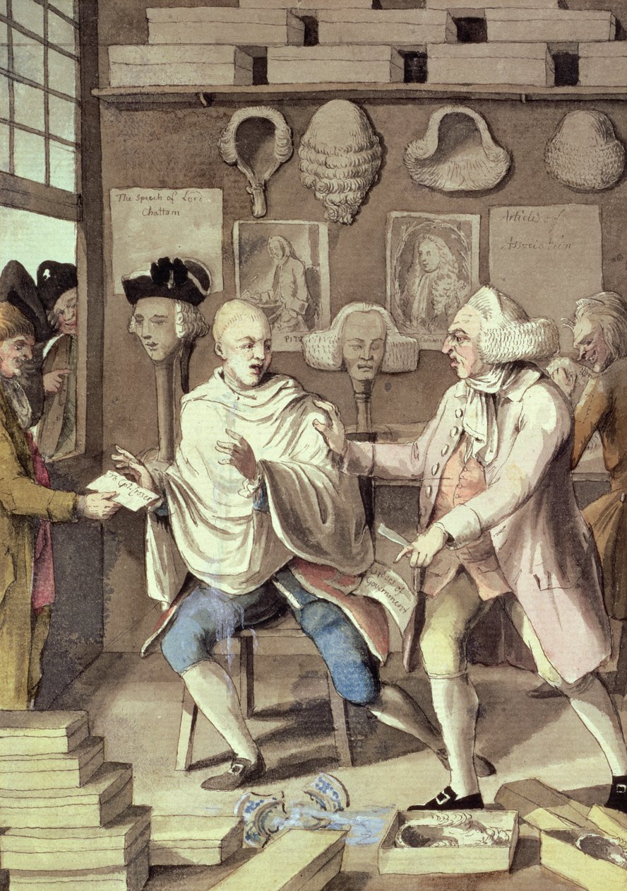 The Patriotick Barber of New York veya the Captain of the Suds, 18. yüzyıl (wc, kağıt üzerinde kalem ve mürekkep) by Robert Dighton