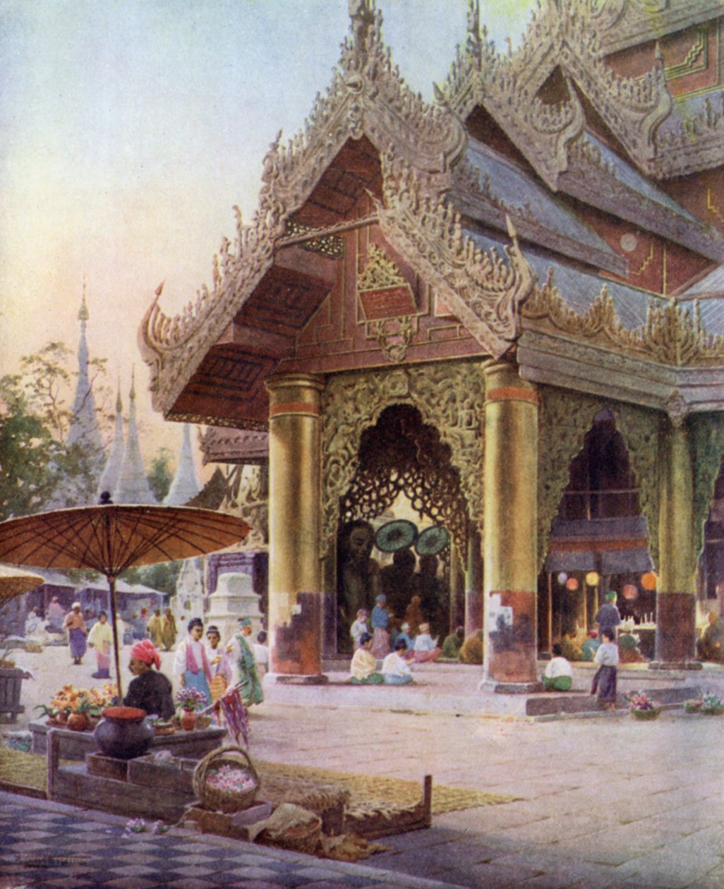 Shrine on the Platform of the Shwedagon Pagoda, Rangoon, Burma 1905  by Robert George Talbot Kelly