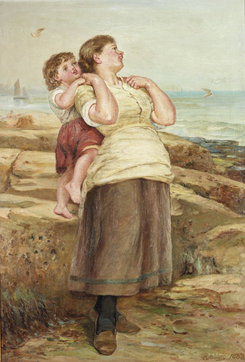 Balıkçı kız ve çocuk by Robert Jobling