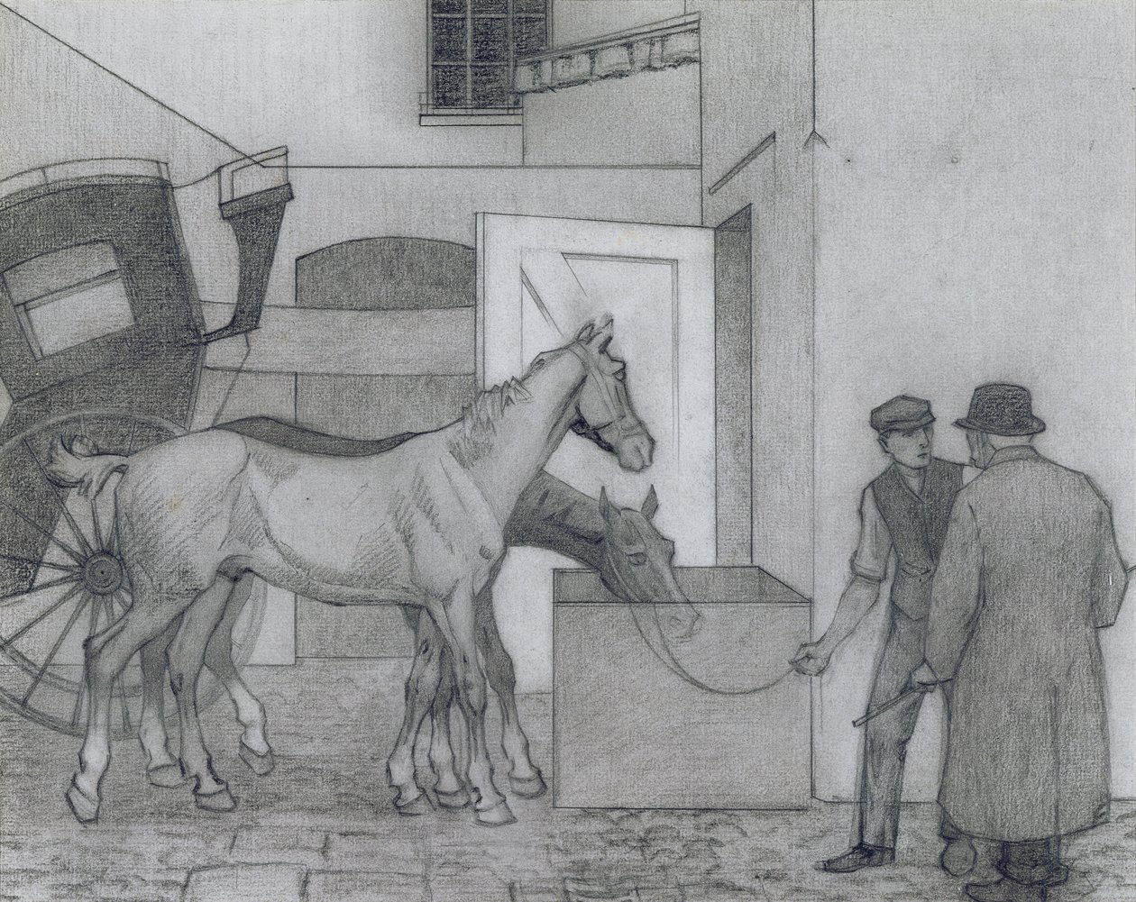 Crocks, c.1924 (kağıt üzerinde mum boya) by Robert Polhill Bevan