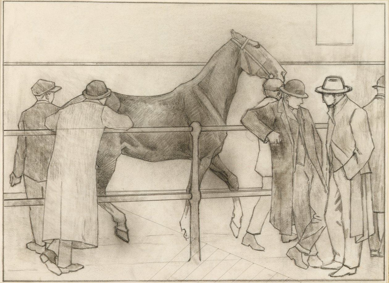 At Satıcıları, c.1918 (kağıt üzerine pastel boya) by Robert Polhill Bevan