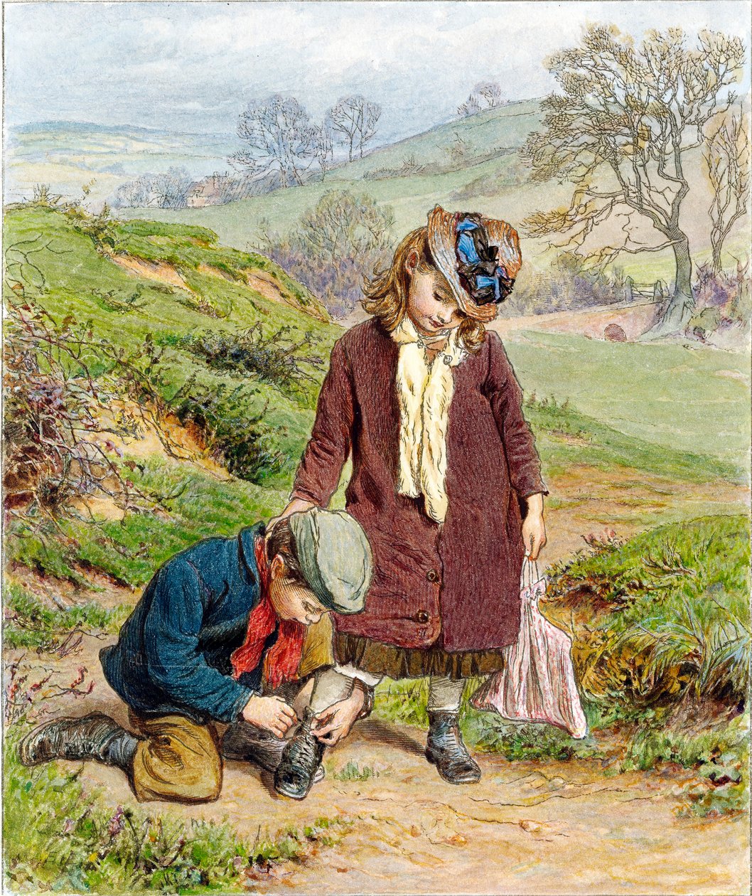 Kardeşinin Ayakkabısını Bağlayan Kardeş, meyhane. 1854. by Robert Barnes