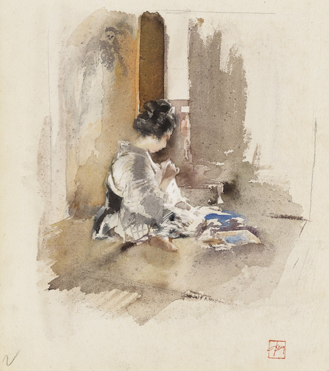Japon Kız Dikişi, 1890 by Robert Frederick Blum