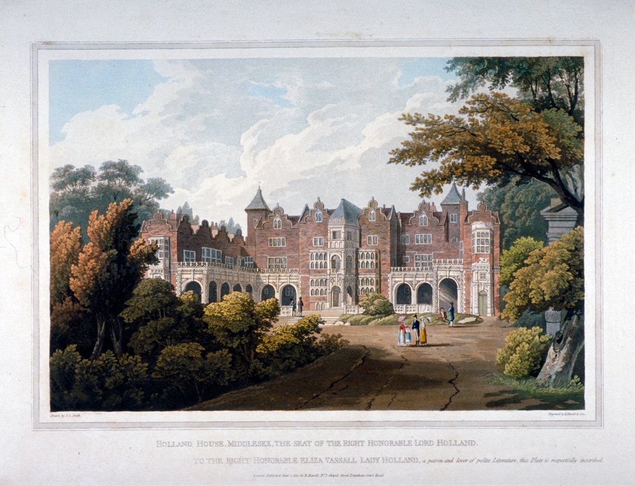 Holland House, Kensington, Londra, 1817. by Robert Havell
