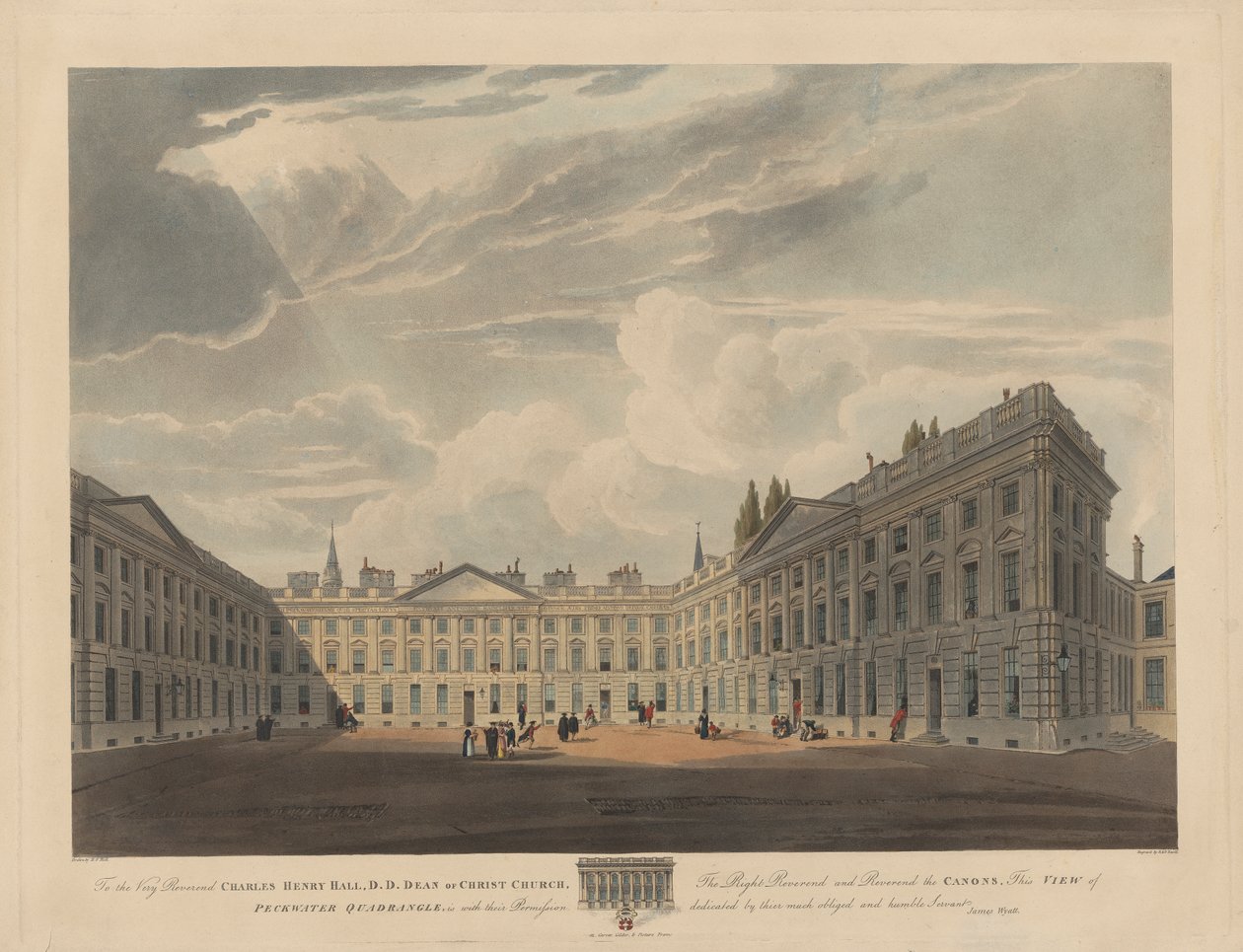 Peckwater Dörtgeni, Christ Church, Oxford by Robert Havell