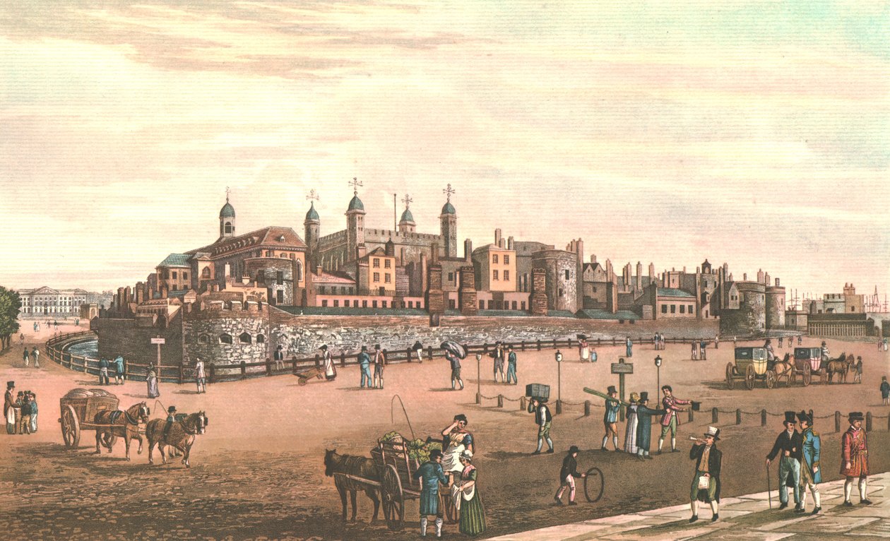 Londra Kulesi, c1821. by Robert Havell