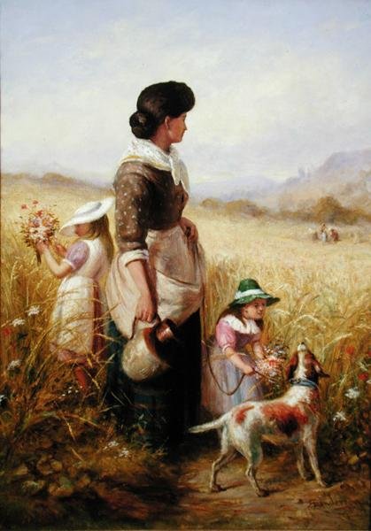 Yaz çiçekleri toplamak (tuval üzerine yağlı boya) by Robert Sanderson