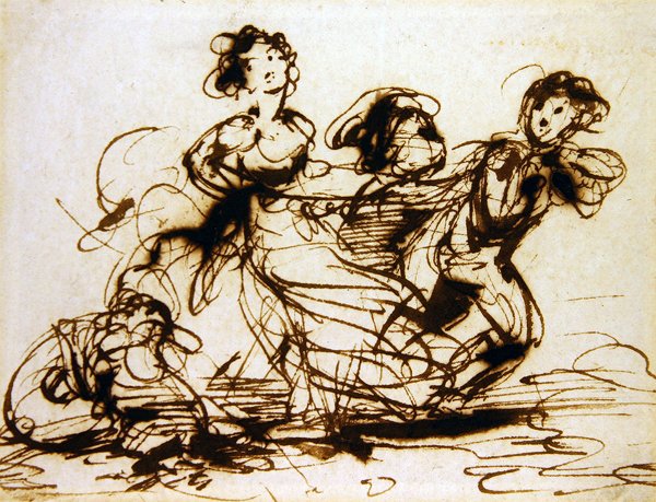 Oynayan çocuklar (kağıt üzerine mürekkep) by Robert Smirke