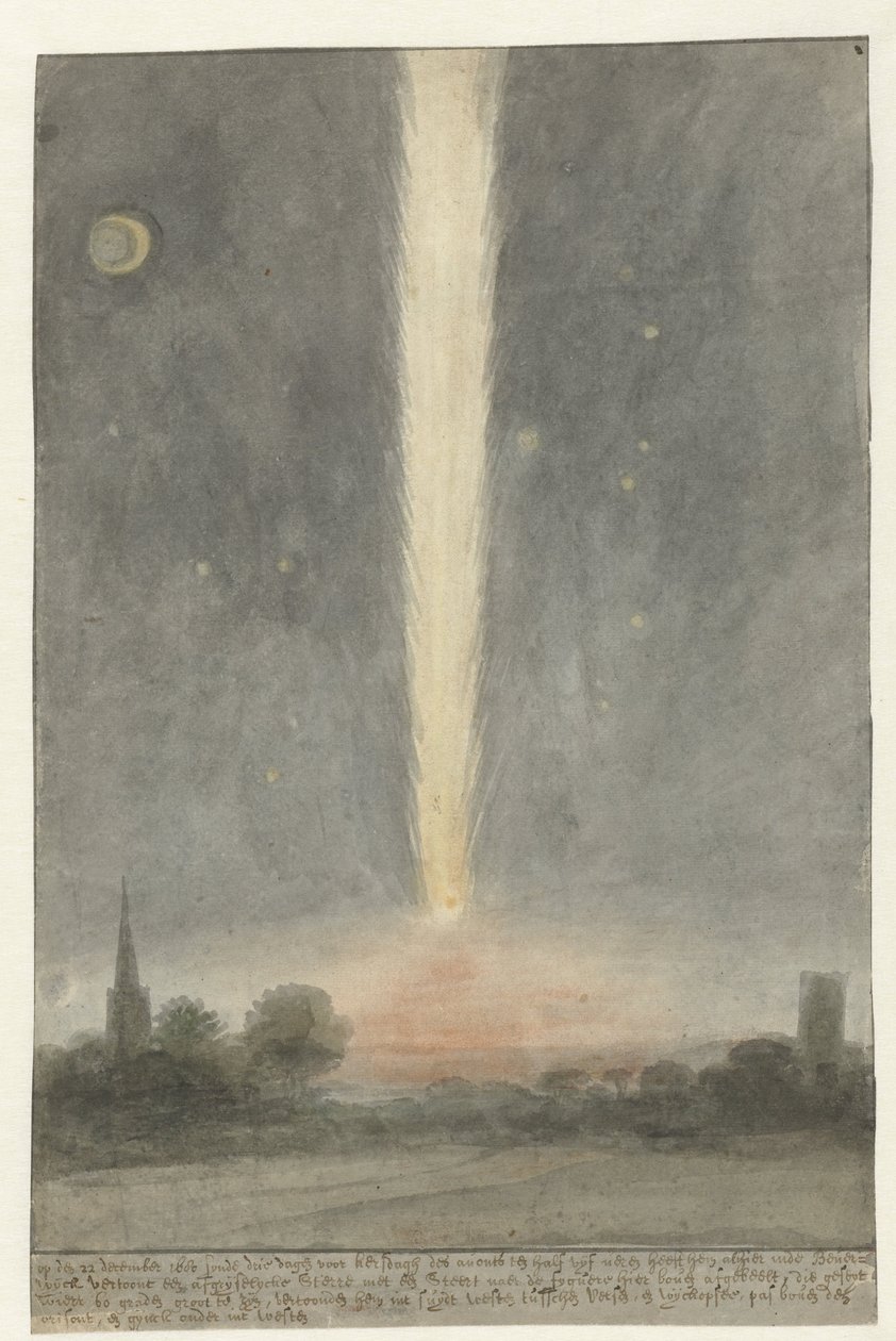Beverwijk üzerinde kuyruk yıldızı, 1680 by Rochus van Veen (attributed to)