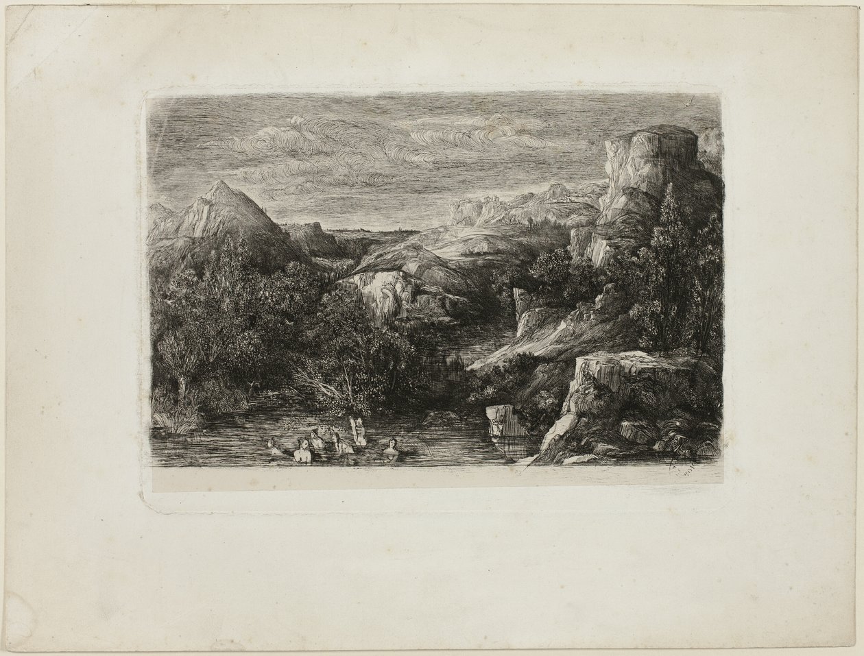 Dağ Havuzunda Yıkananlar by Rodolphe Bresdin