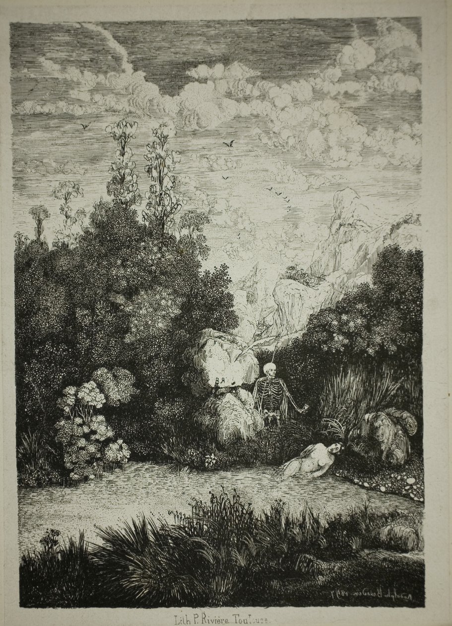Yıkanan Kadın ve Ölüm by Rodolphe Bresdin