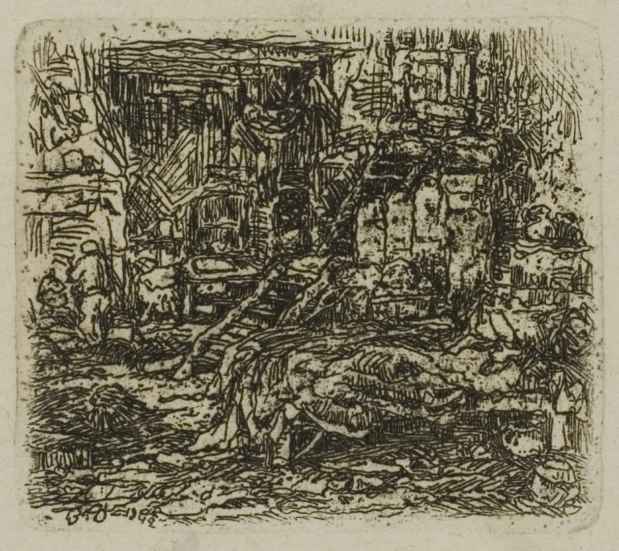 Bir Çiftlik Evinin İçi by Rodolphe Bresdin