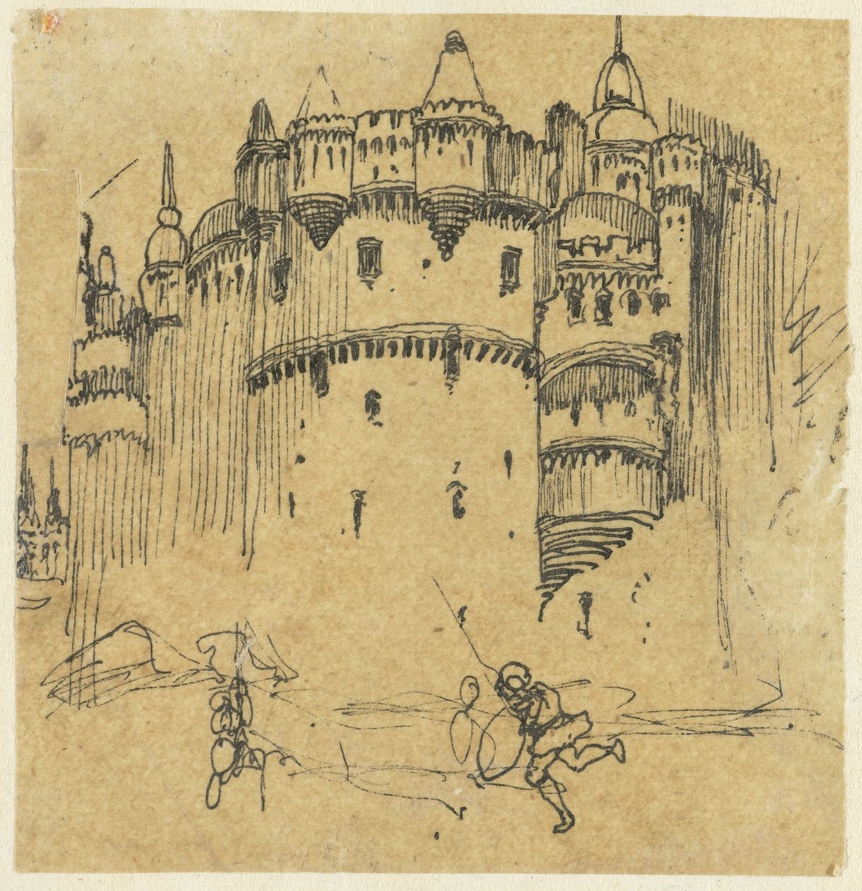 İki figürlü kale by Rodolphe Bresdin