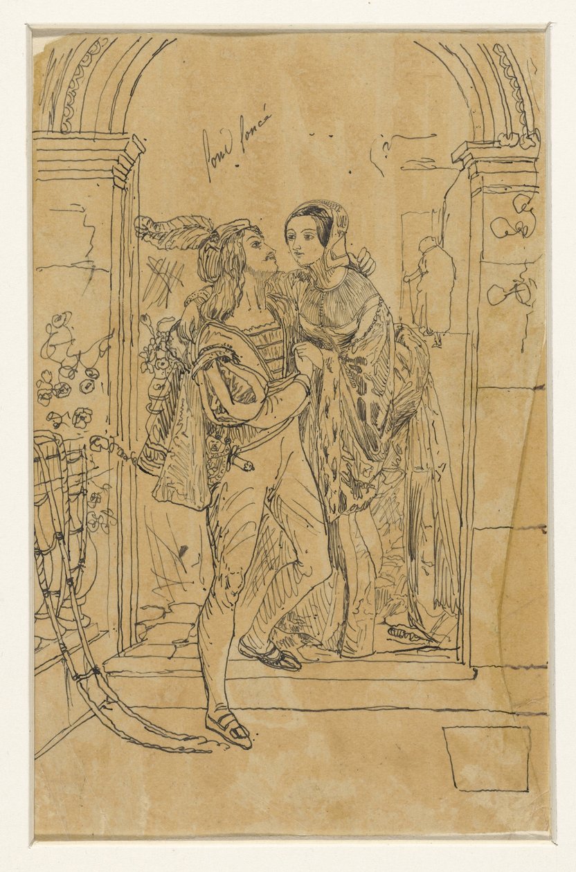 15. yüzyıl kostümü içinde Romeo ve Juliette by Rodolphe Bresdin