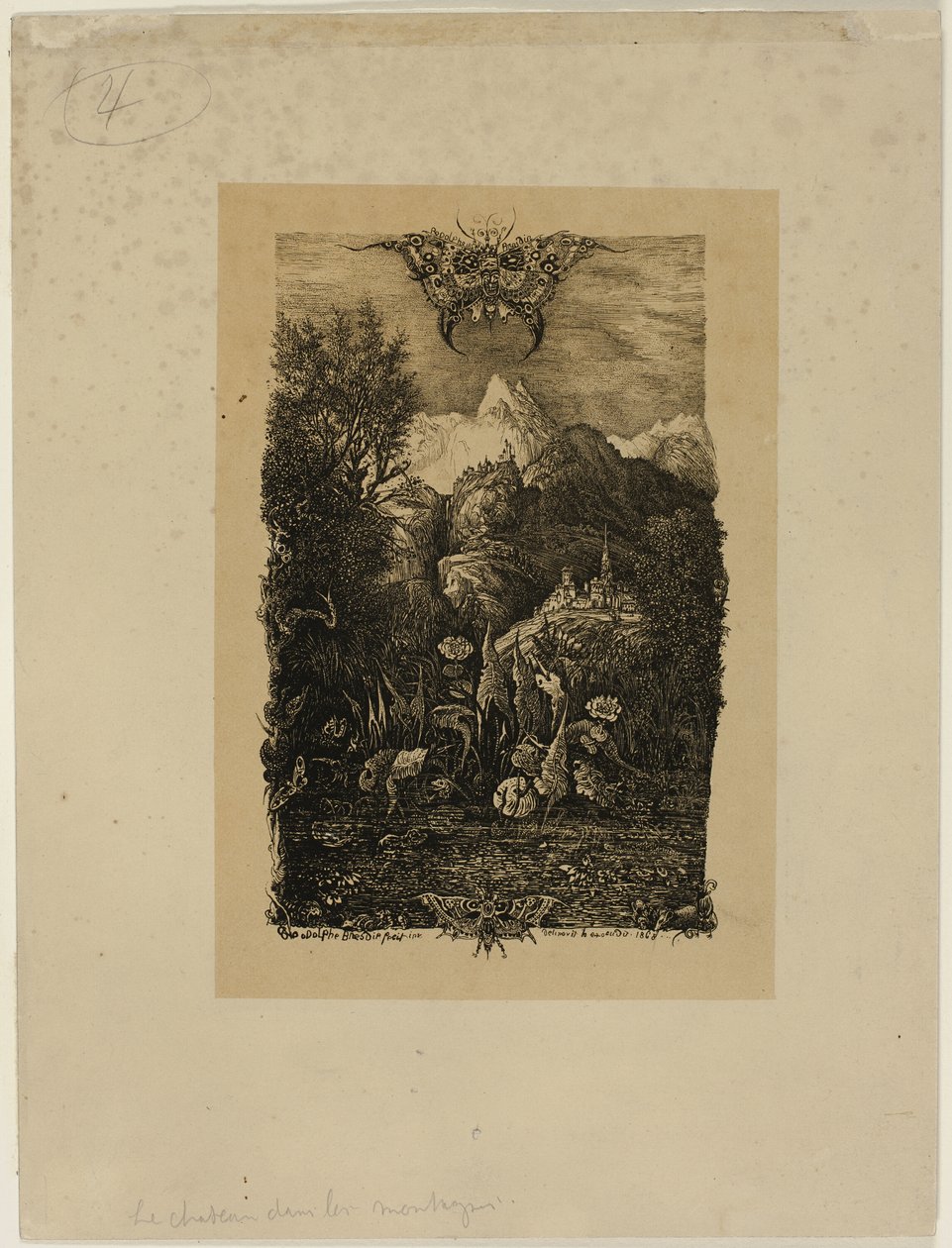 Kelebek ve Gölet by Rodolphe Bresdin