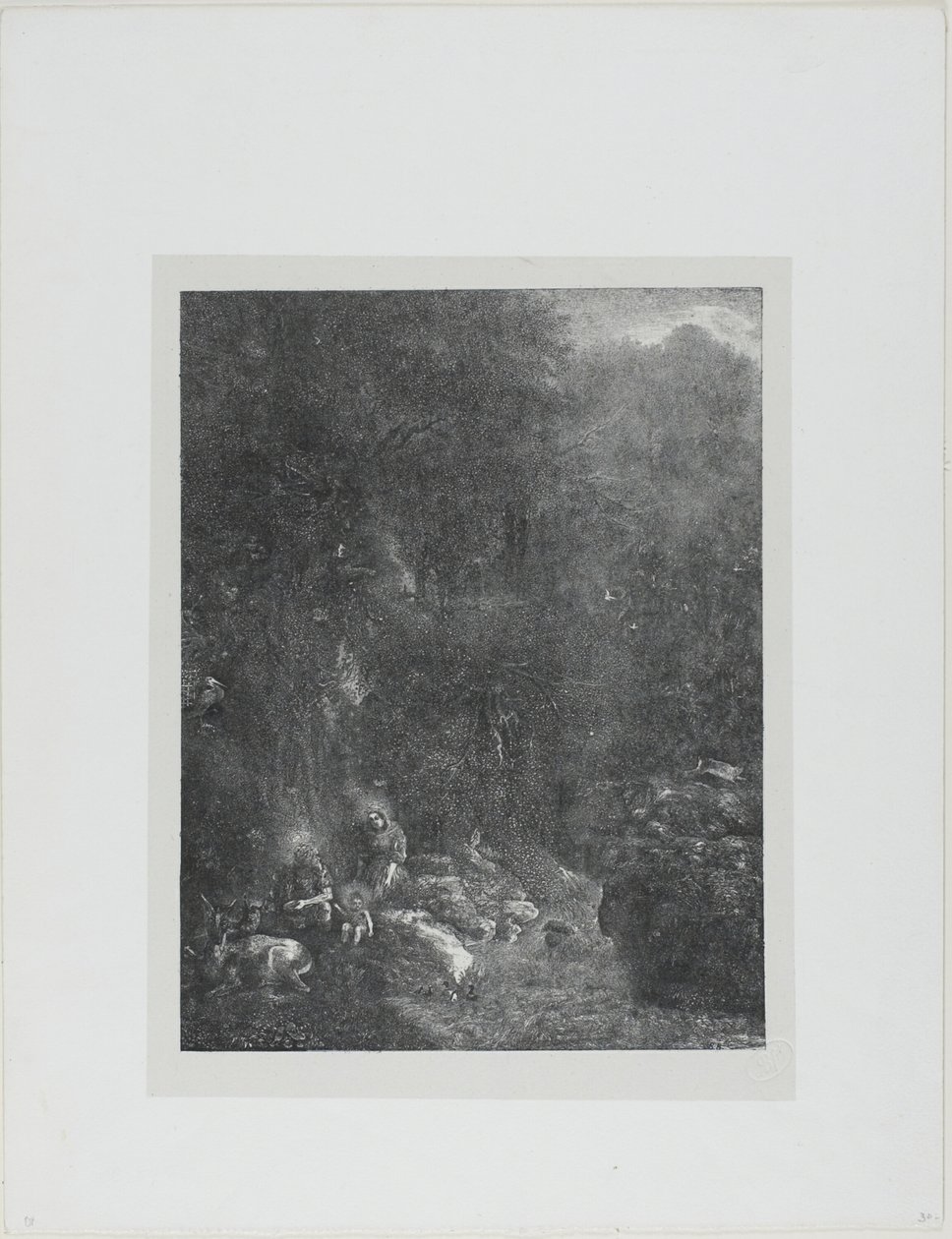 Geyik ile Kutsal Aile by Rodolphe Bresdin