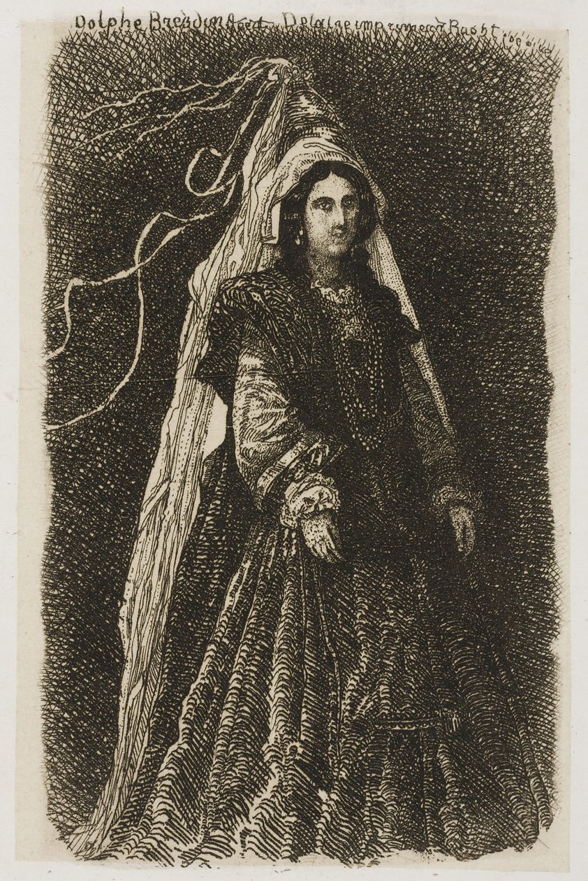 Fantastik Ortaçağ Kostümlü Kadın by Rodolphe Bresdin