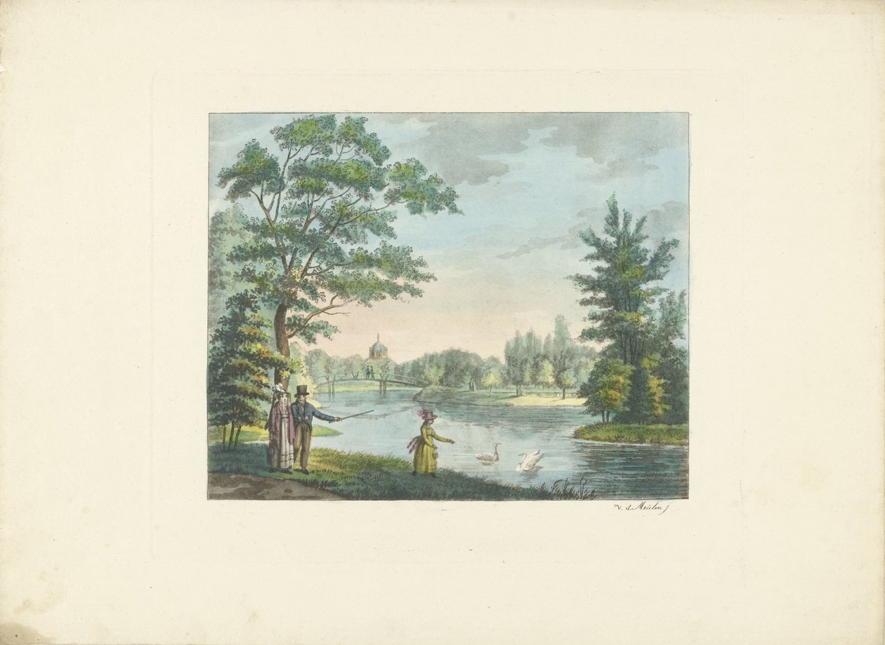 Bir parkta yürüyüşçüler by Roelof van der Meulen