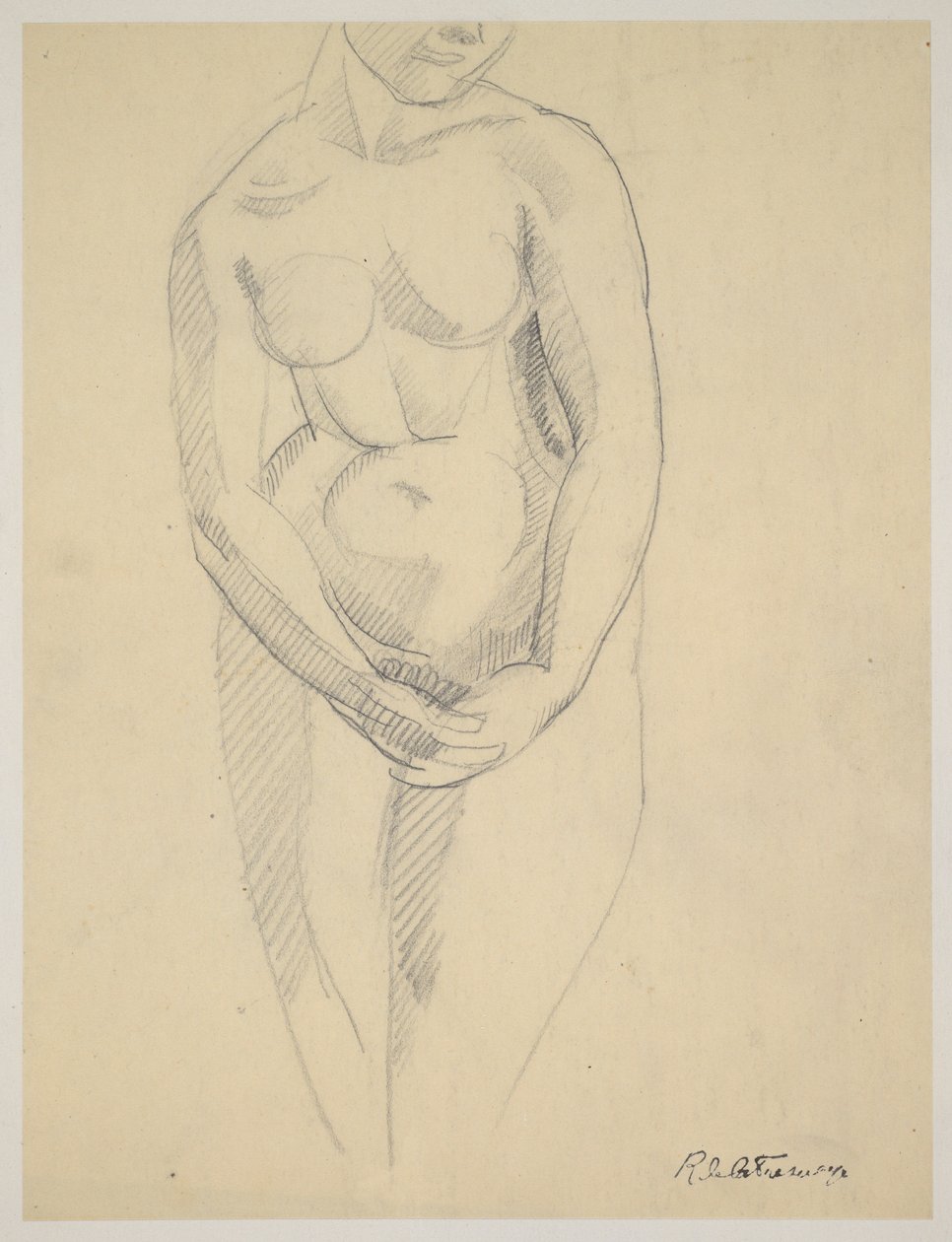 Elleri çapraz olan çıplak by Roger de La Fresnaye