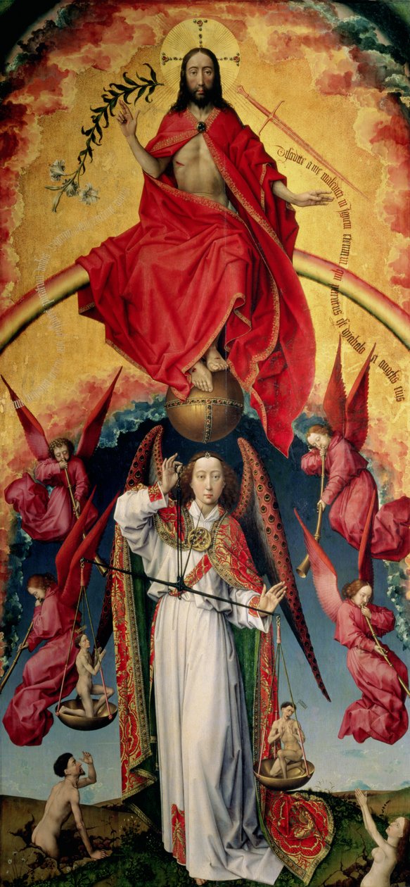 St. Michael Weighing the Souls, from the Last Judgement, c.1445-50  (see 20546) by Rogier van der Weyden