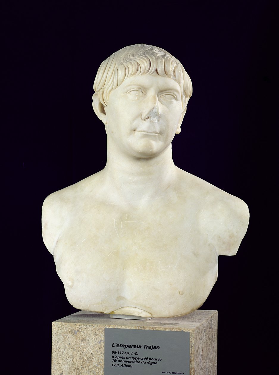 Trajan Büstü (53-117) c.108 (mermer) by Roman
