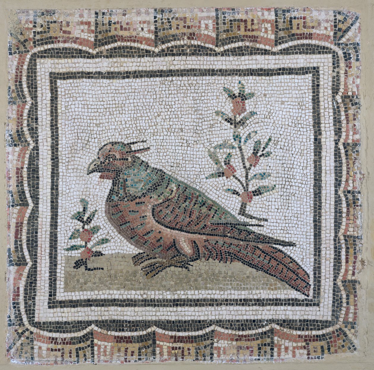 Bir sülün tasvir eden kaldırım (mozaik) by Roman