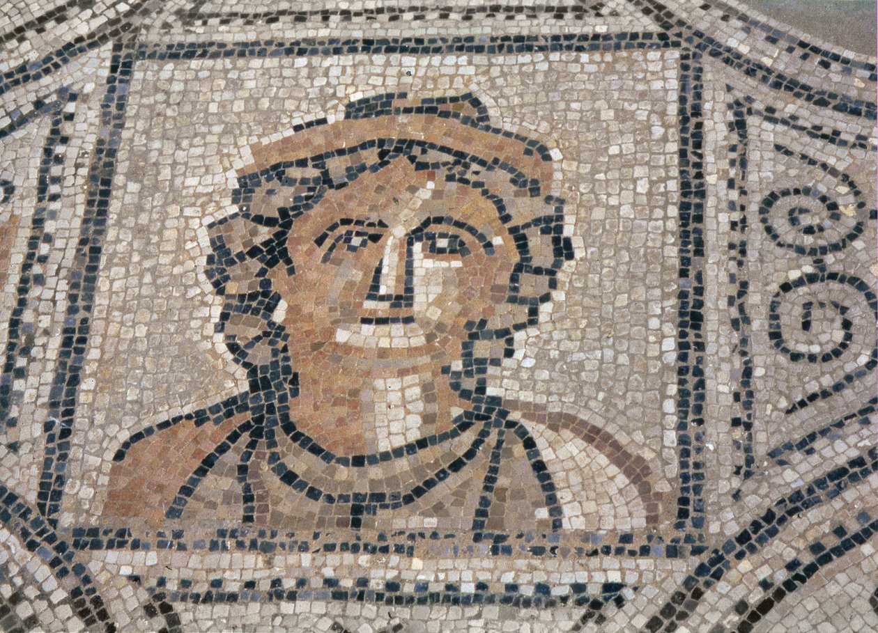 Romalı kadın, bir evin katından (mozaik) by Roman
